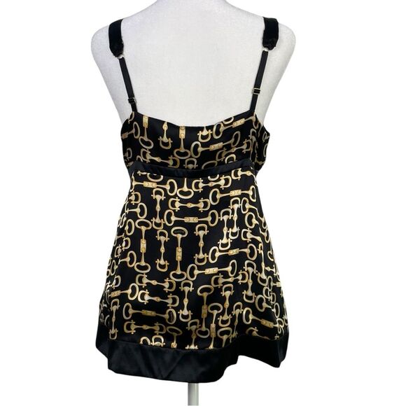 Vintage‎ Y2K 90's Bebe Silk Gold Horsebit Print Babydoll Top Small Camisole - Picture 7 of 13